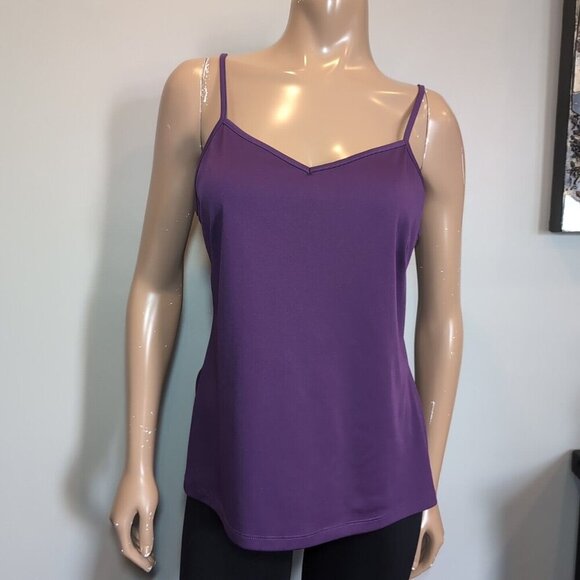 3/$20 Florentine Cami Tank Top Womens Large Royal Purple Vneck Stretchy Slip - Picture 2 of 10